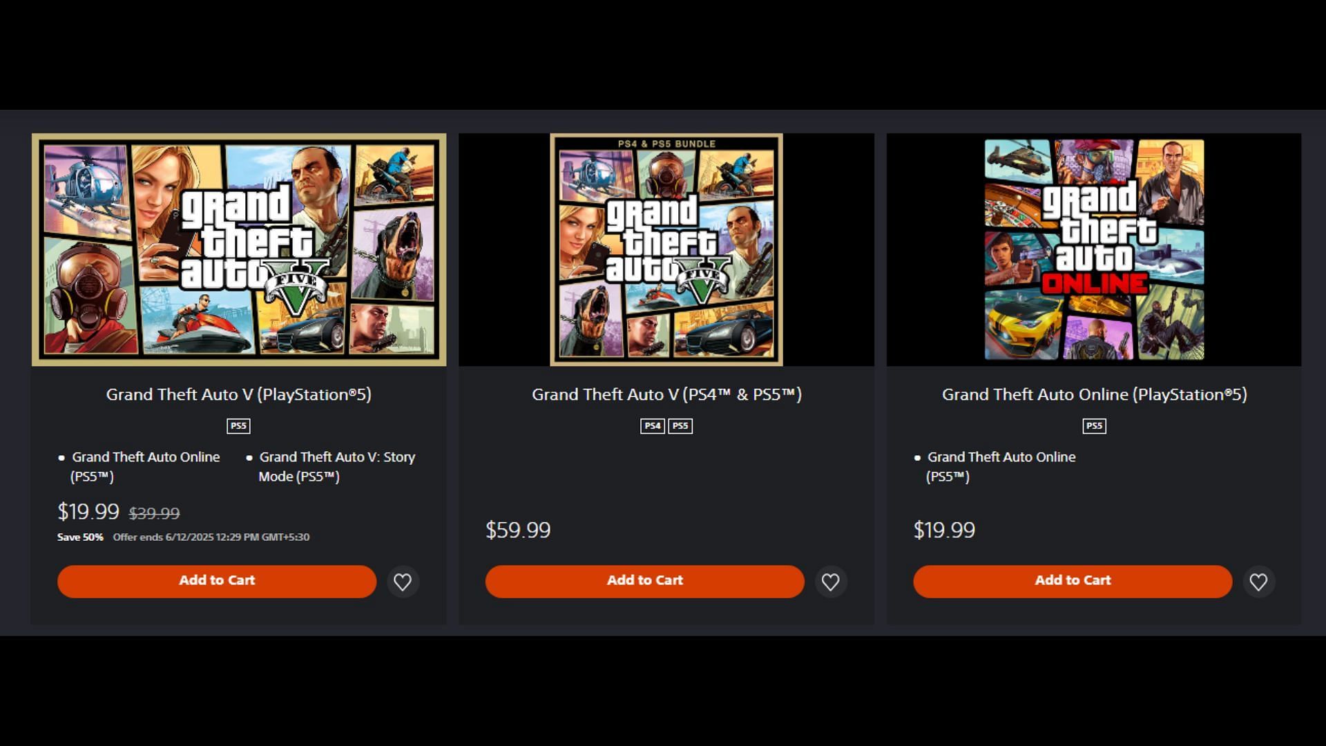Grand Theft Auto 5 and Online pricing on PS5 (Image via PlayStation)